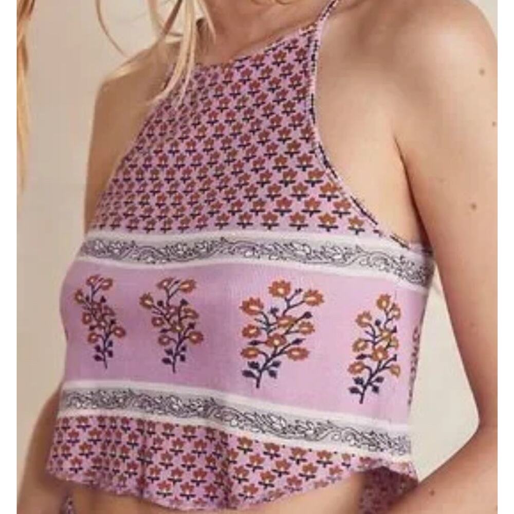 Anthropologie Free People Petra Colorful floral Stretch Lounge tank Size Medium
